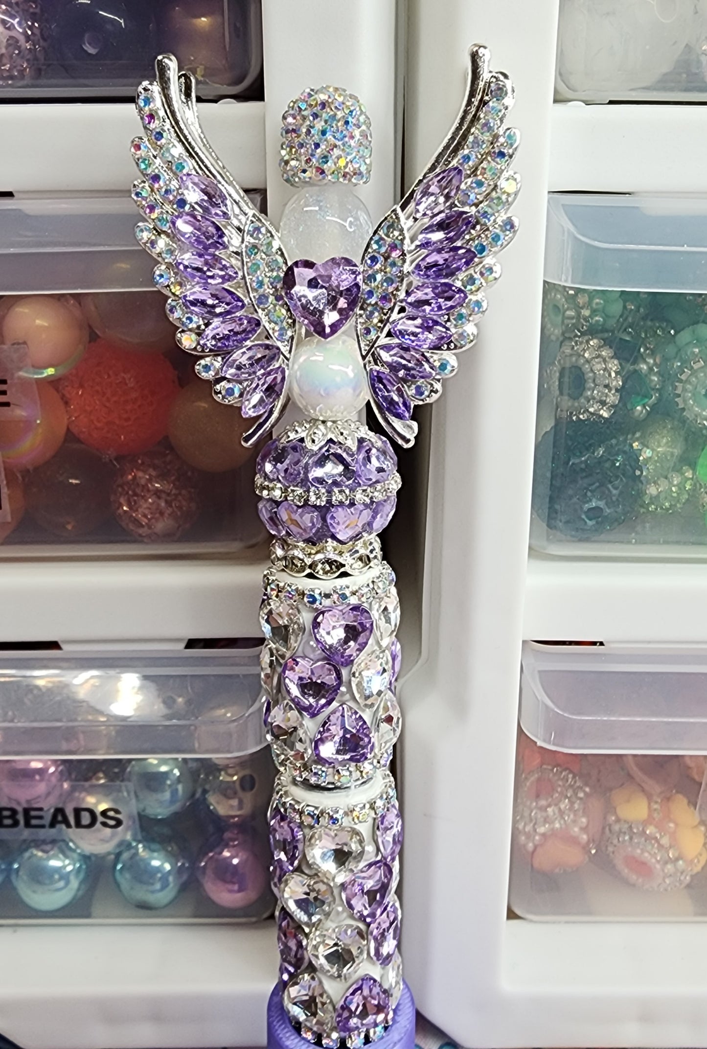 Purple Angel Wings Heart Blingy Pen