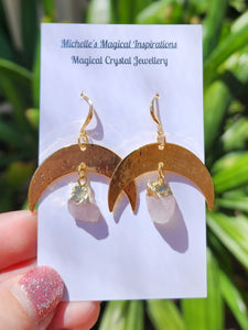 Celestial Moon Crystal Gold Earrings
