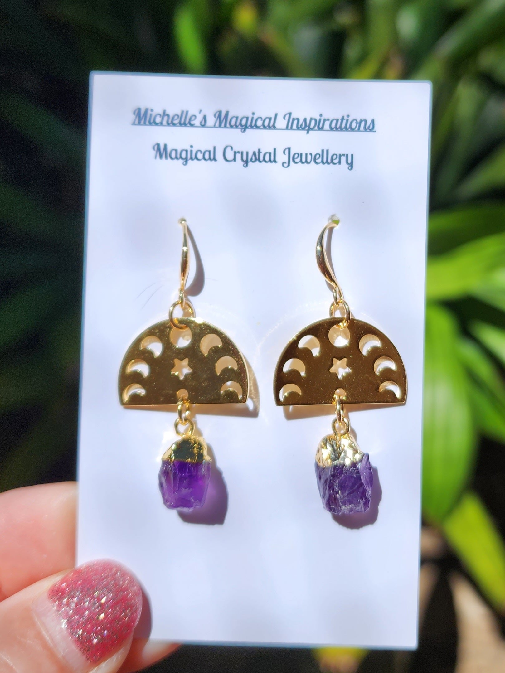 Eclipse Moon Crystal Gold Earrings