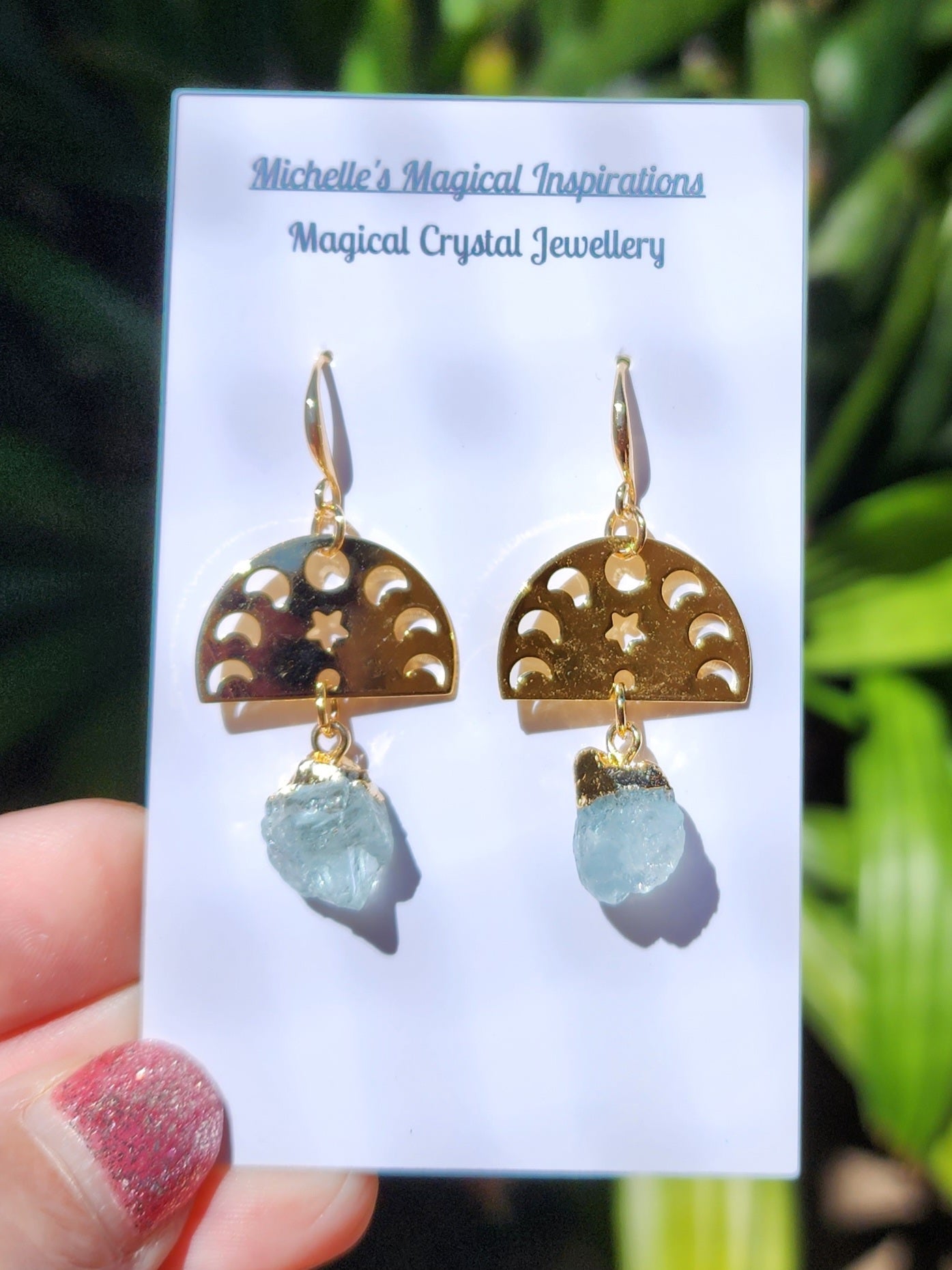 Eclipse Moon Crystal Gold Earrings