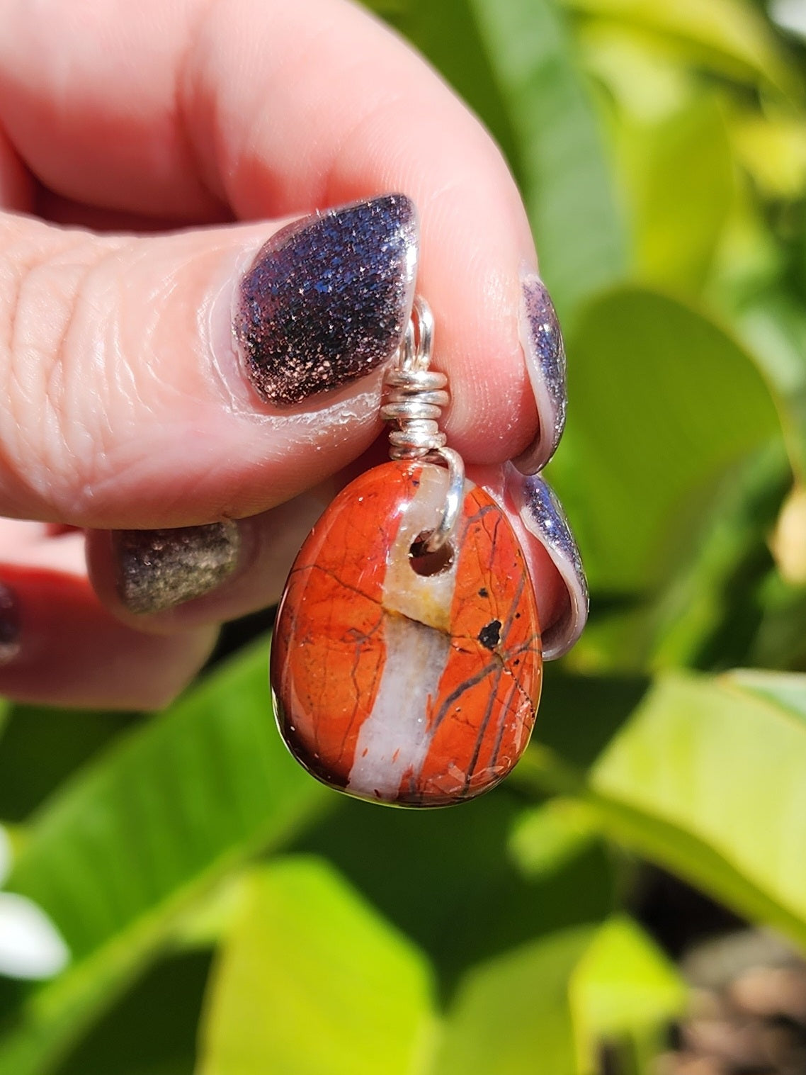 Red Jasper 18 Inch Silver Necklace