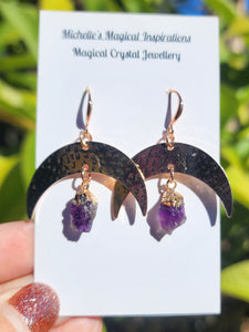 Celestial Moon Crystal Gold Earrings