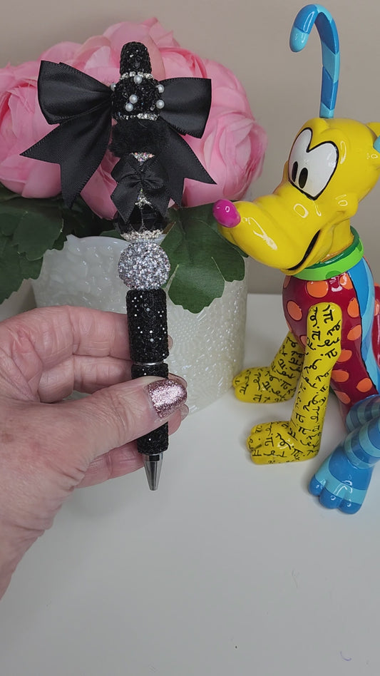 Black Bow Rhinestone Pen