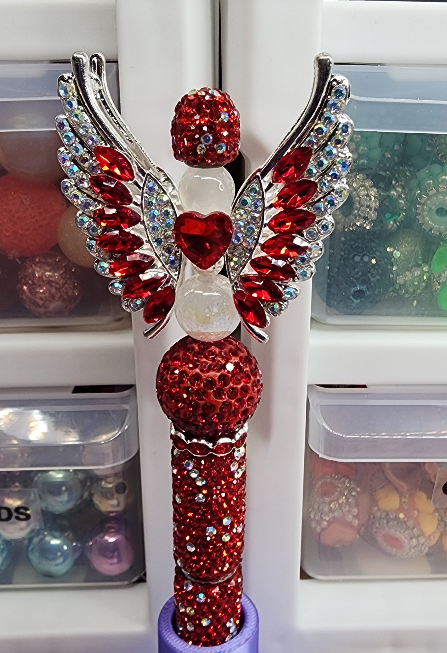 Red Angel Wings Rhinestone Pen