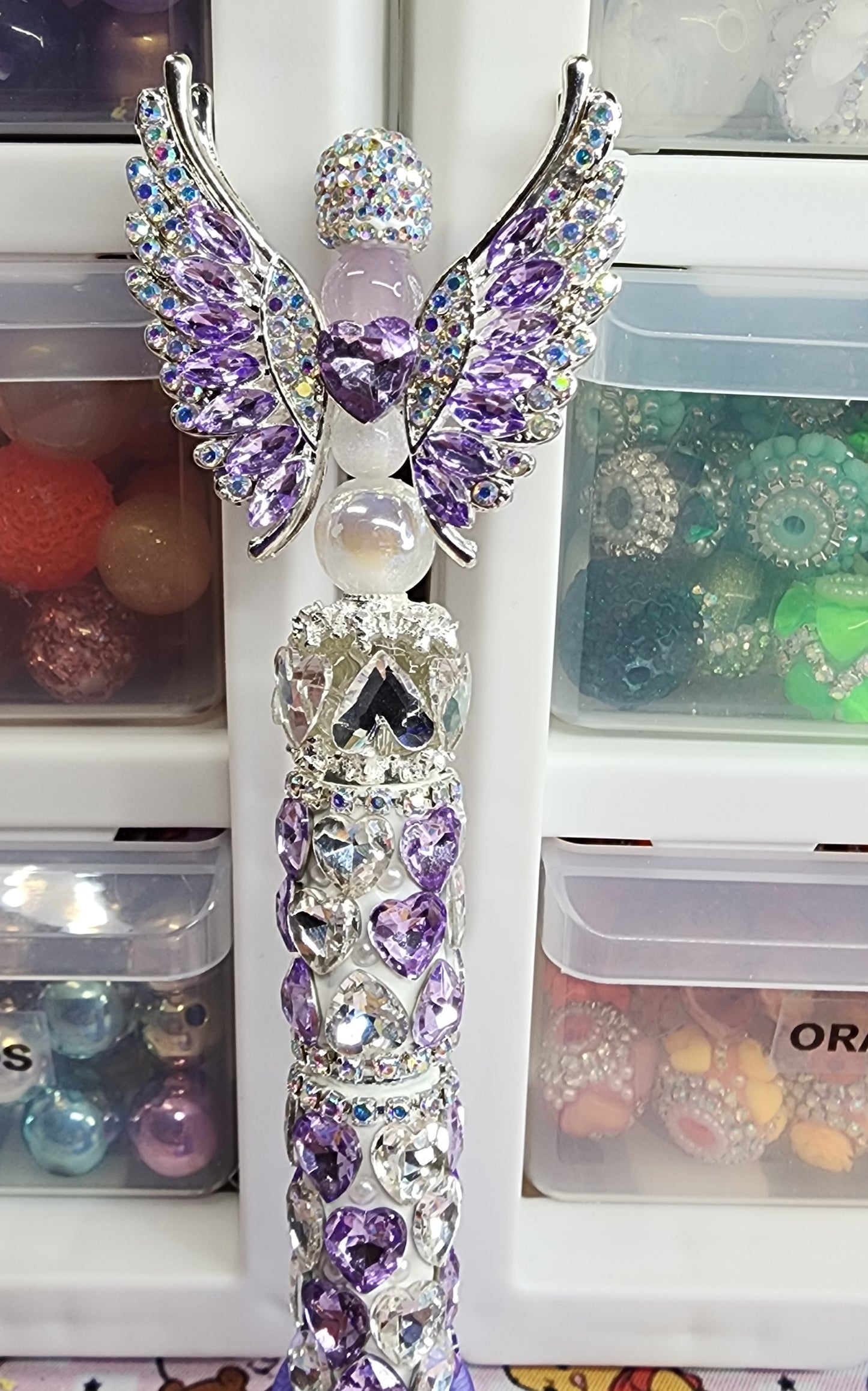 Purple Angel AB Double Heart Pen