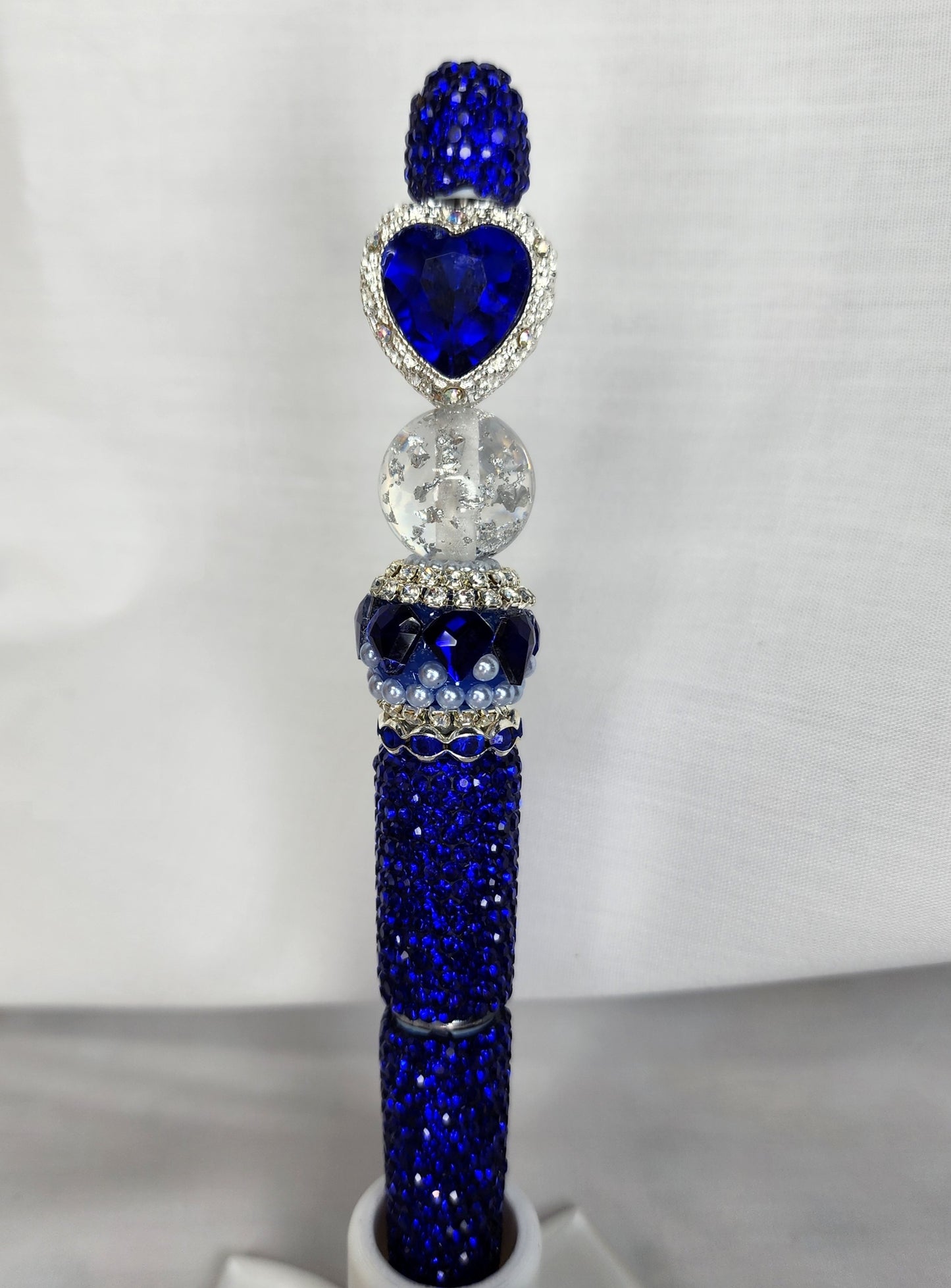 Navy Heart Rhinestone Pen