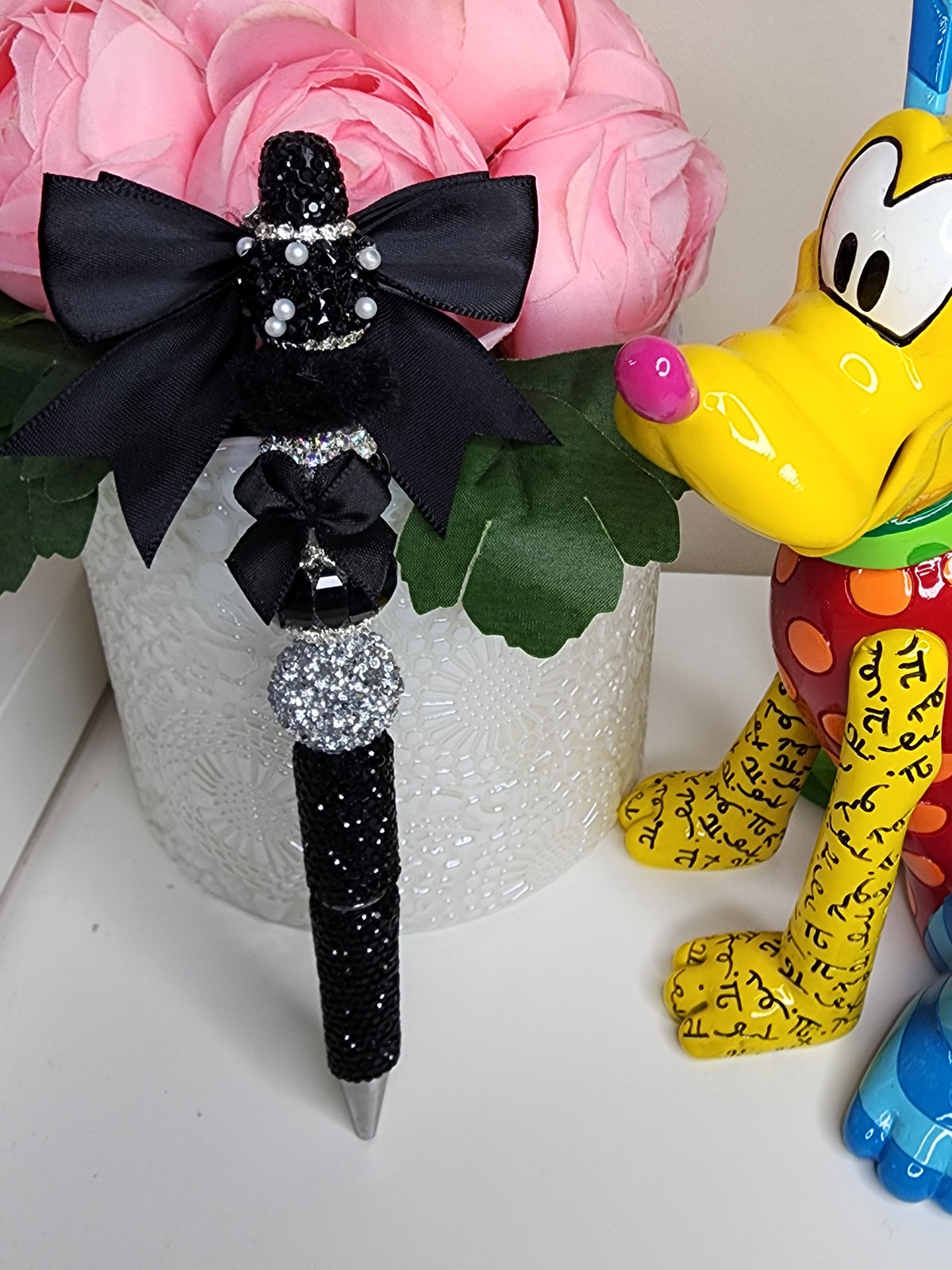 Black Bow Rhinestone Pen