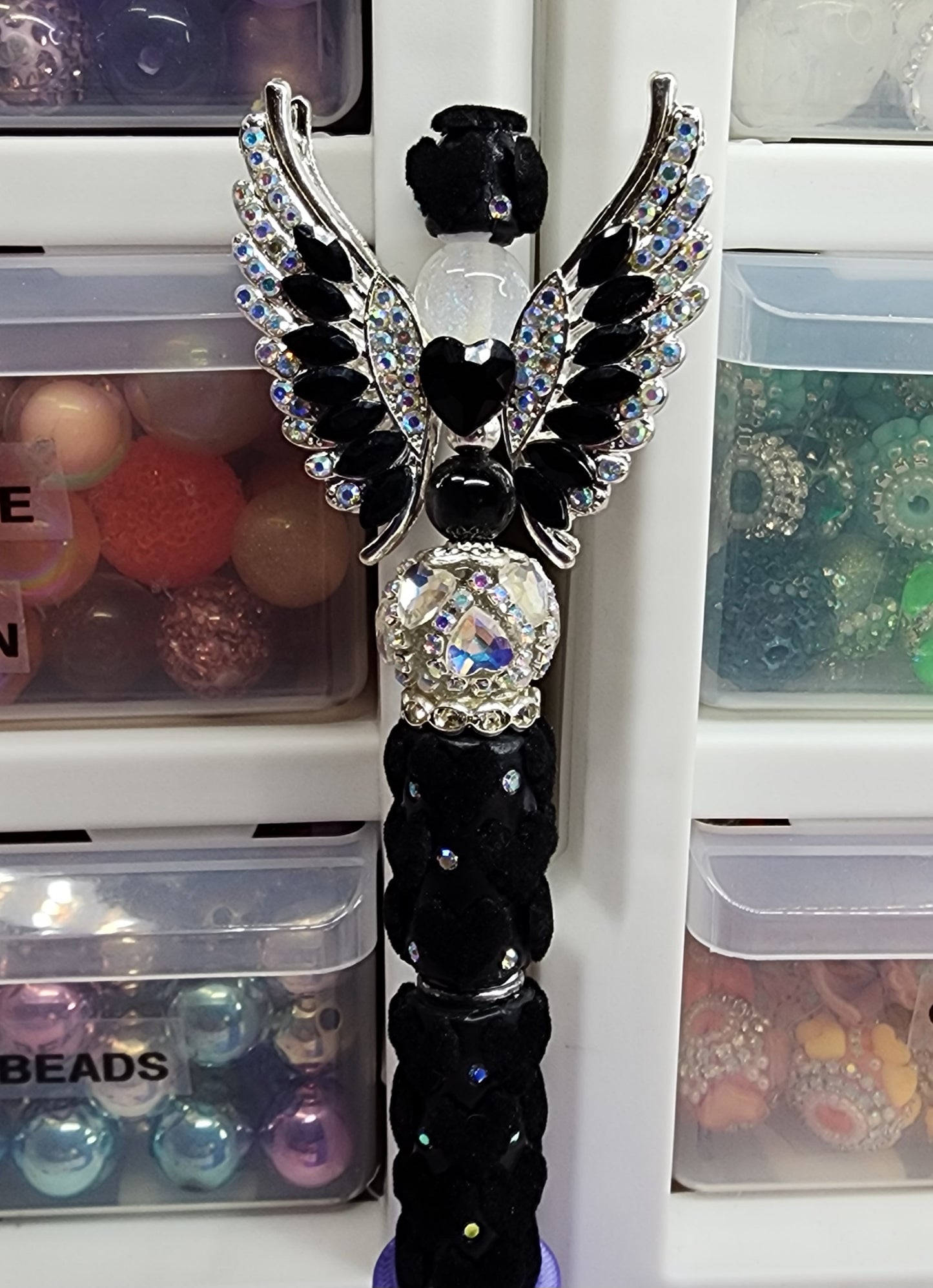 Black Angel Heart Puffy Pen