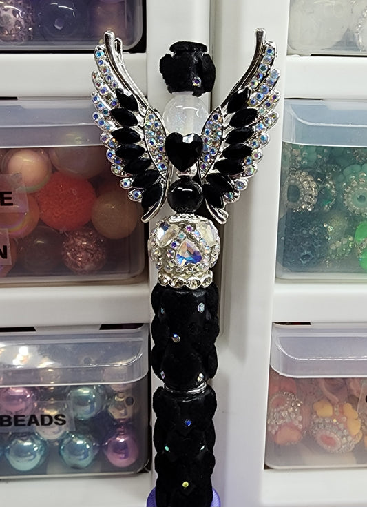 Black Angel Heart Puffy Pen