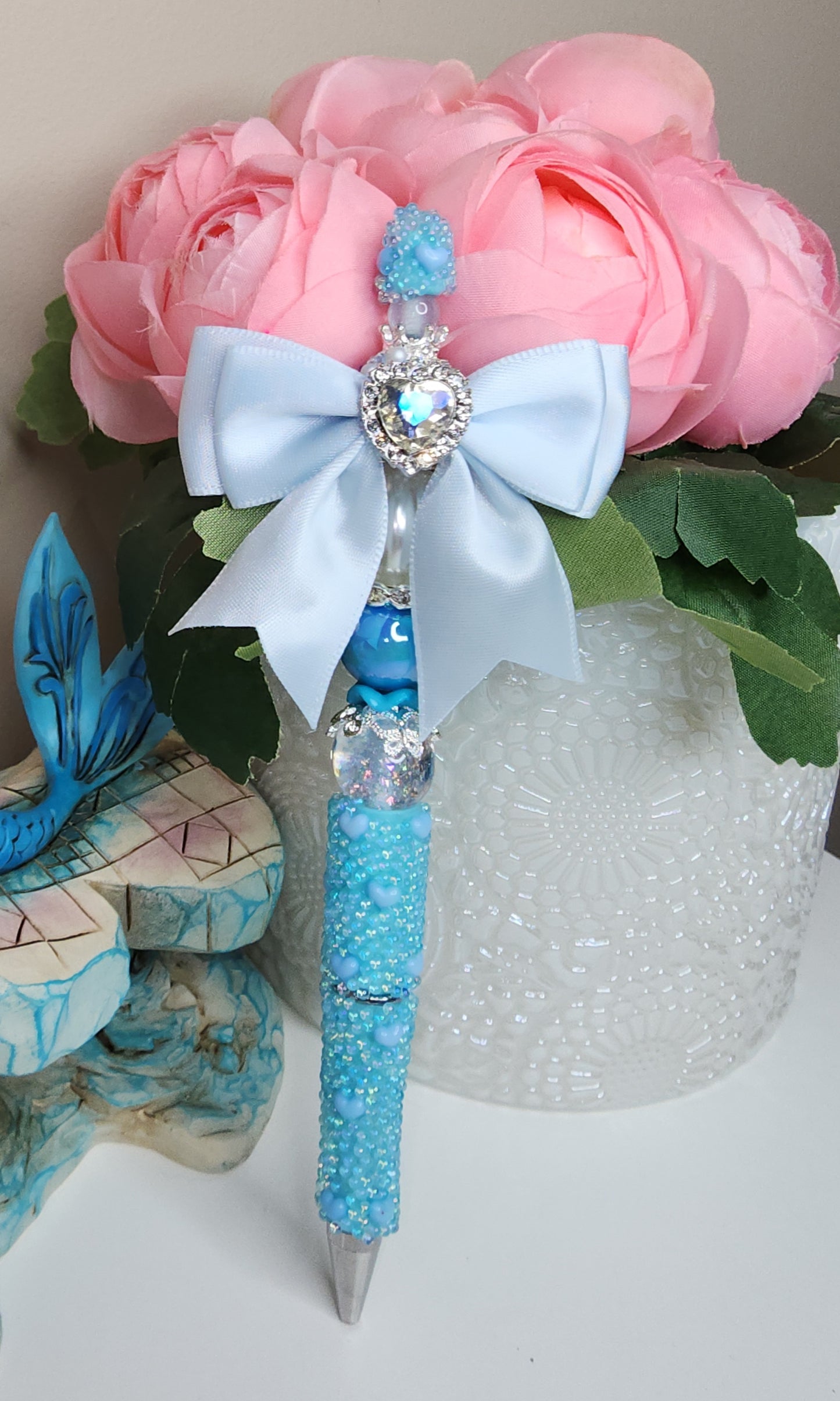 Blue Bow Heart Pen