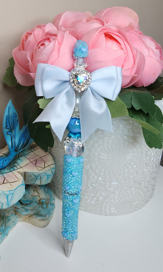 Blue Bow Heart Pen