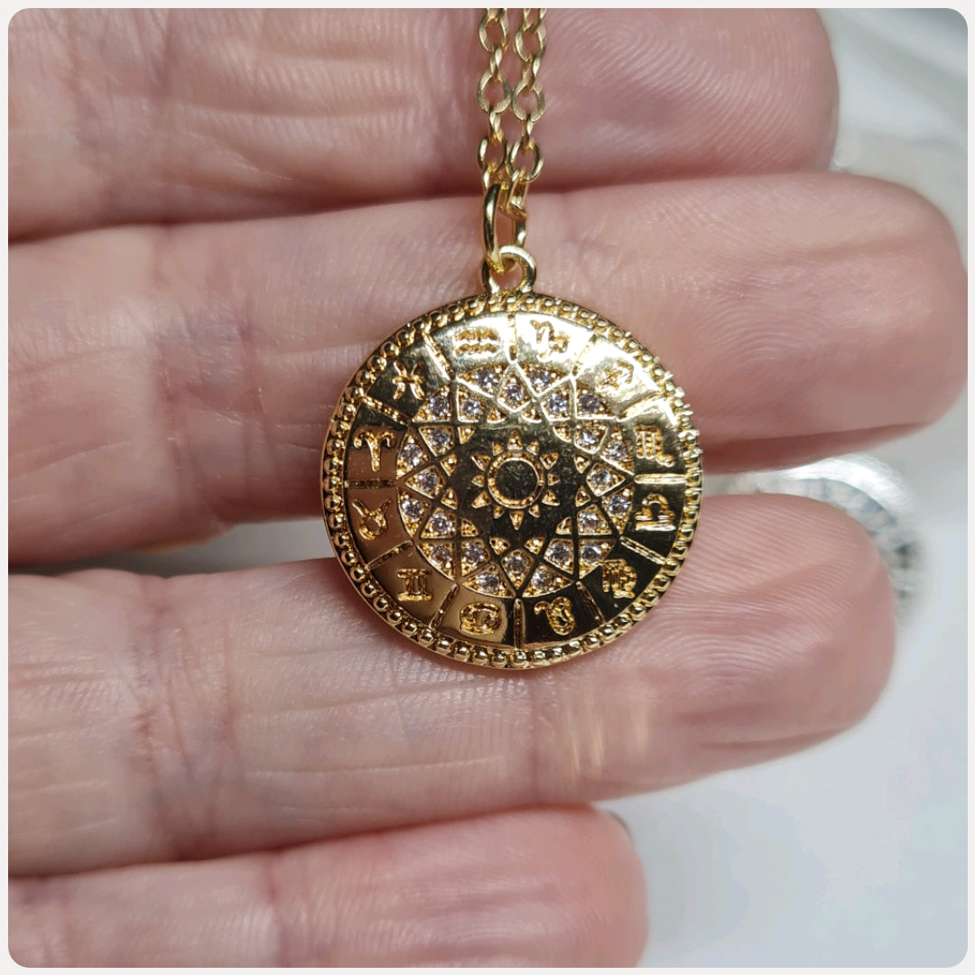 Zodiac Wheel Necklace 22 Inch